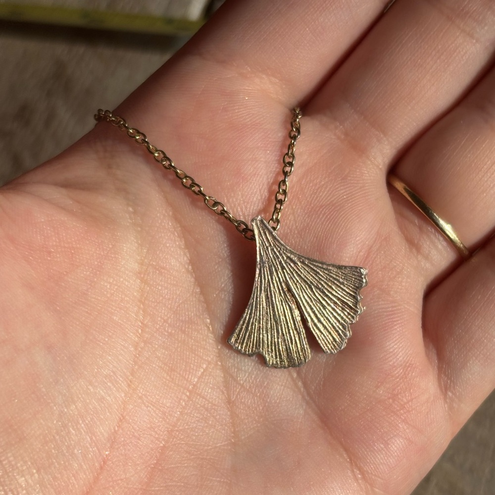 Sterling Silver Artisan Gingko Leaf Necklace